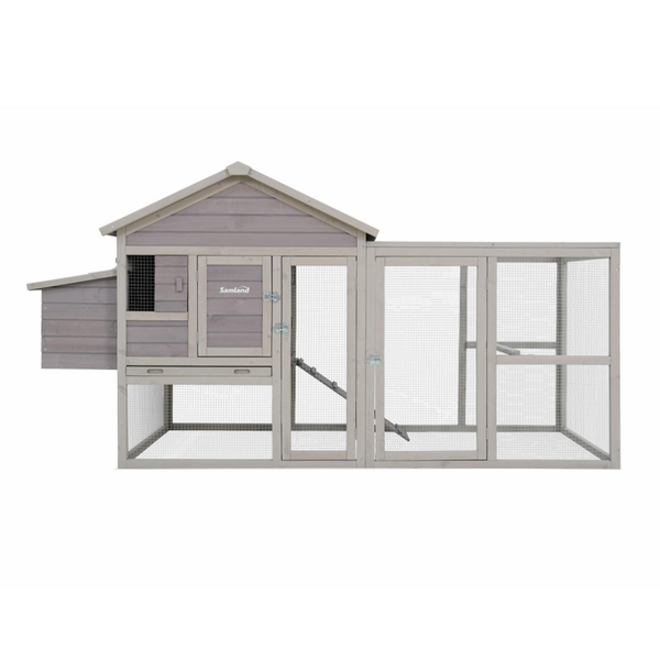 Samland Wooden Outdoor Chicken Coop with Nesting Box, Large Run & Waterproof Roof