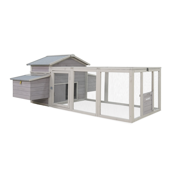 Samland Wooden Chicken Coop with Spacious Run – Outdoor Waterproof Hen House for Multiple Chickens