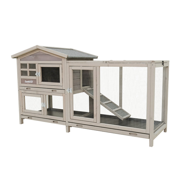 Samland Rabbit Hutch Cage Indoor and Outdoor Chicken Coop Guinea Pig Cage Bunny Cage Waterproof Roof