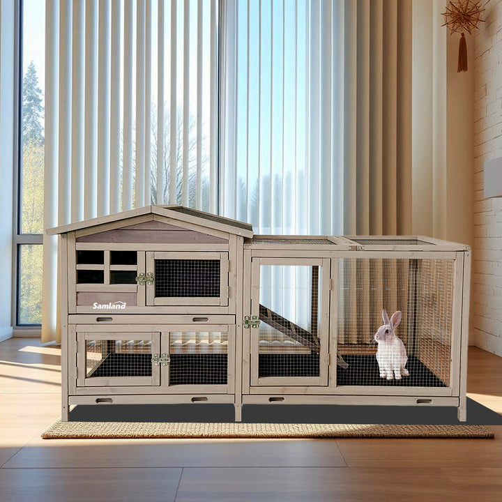 Samland Rabbit Hutch Samland Rabbit Hutch Cage Indoor and Outdoor Chicken Coop Guinea Pig C ...