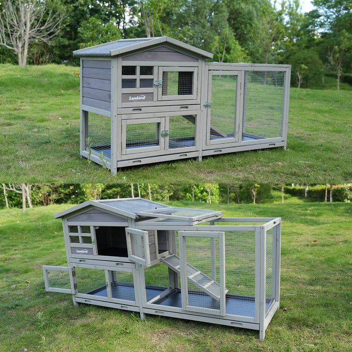 Samland Rabbit Hutch Samland Rabbit Hutch Cage Indoor and Outdoor Chicken Coop Guinea Pig C ...