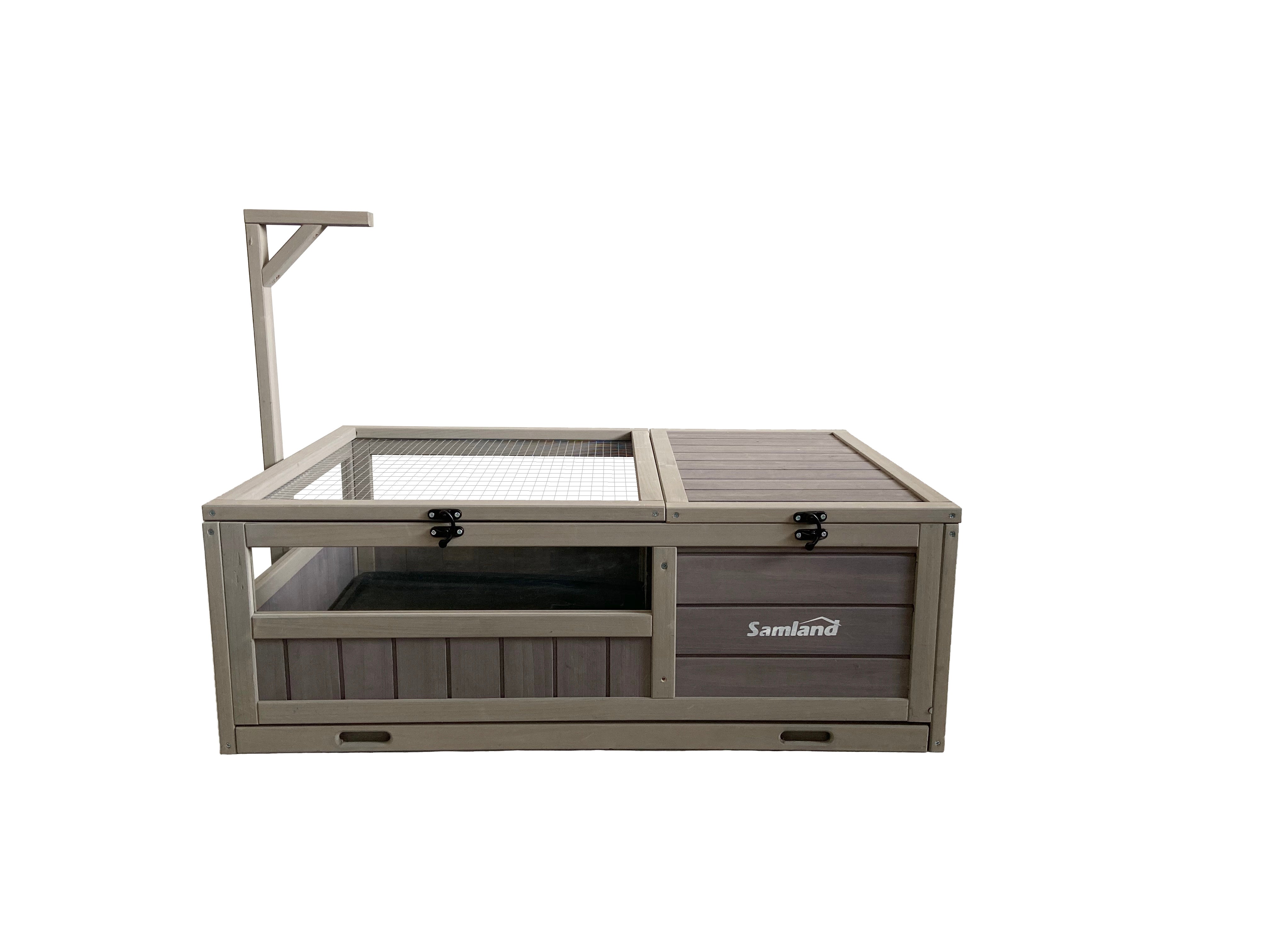 thumbnail image 2 of Large Tortoise Cage House — Indoor/Outdoor Wood & Acrylic Enclosure With Weatherproof Bottom, Dual Room Design For Reptiles & Small Animals 2 of 14